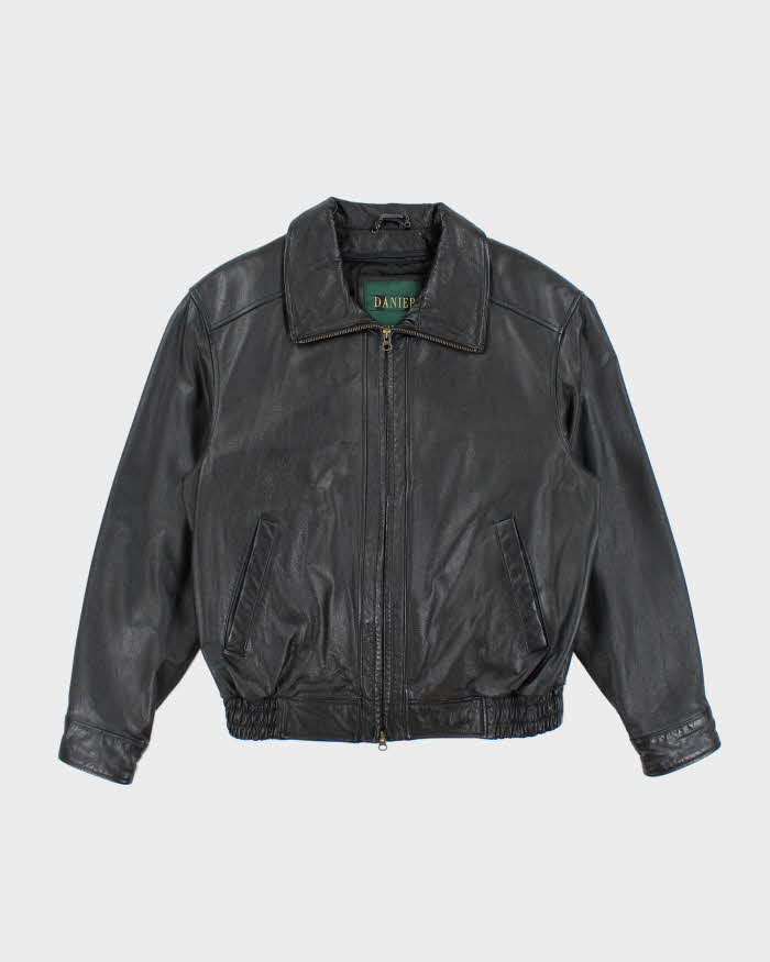 Vintage 90's Danier Heavyweight Leather Zip Up Jacket - S