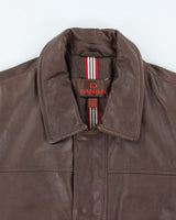Vintage 90's Danier Heavyweight Brown Leather Zip Up Jacket - XXL