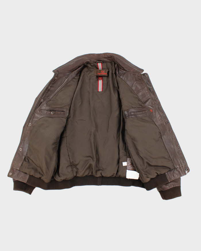 Vintage 90's Danier Heavyweight Brown Leather Zip Up Jacket - XXL