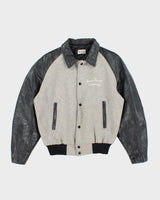 Vintage 70's Embroidered Leather Varsity Jacket - M