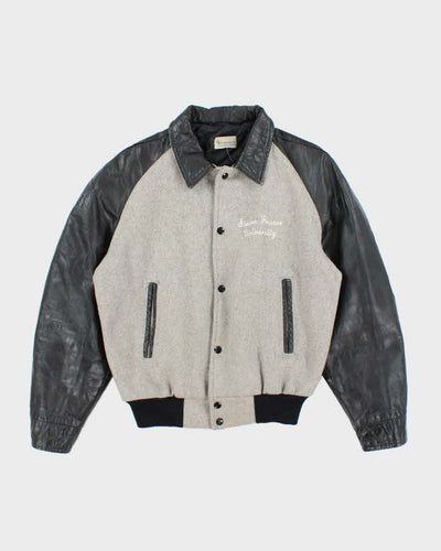 Vintage 70's Embroidered Leather Varsity Jacket - M