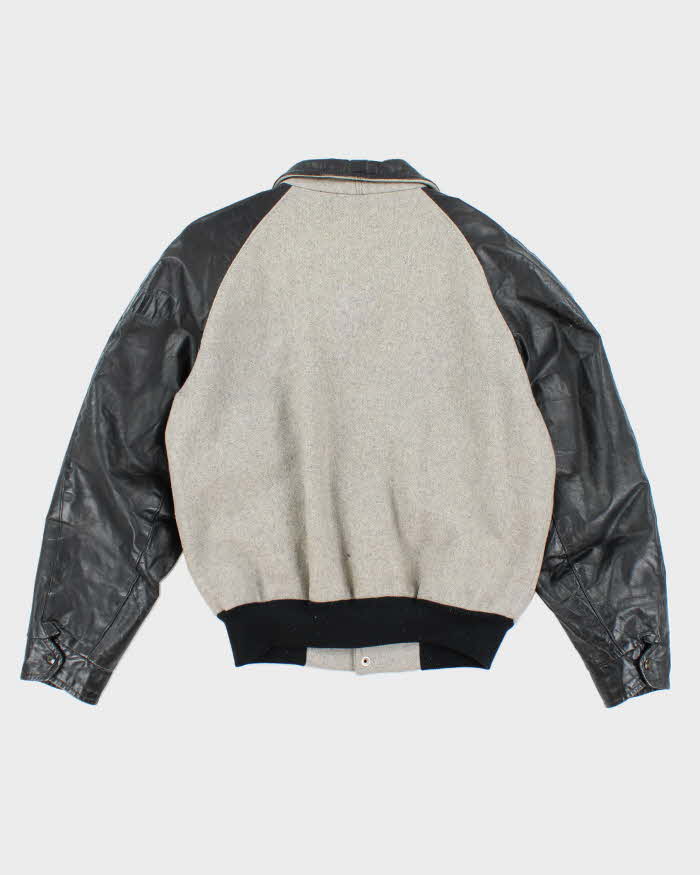 Vintage 70's Embroidered Leather Varsity Jacket - M