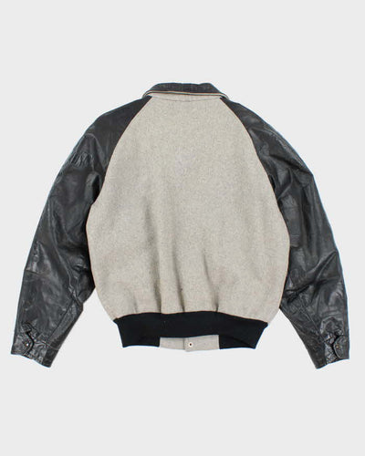Vintage 70's Embroidered Leather Varsity Jacket - M