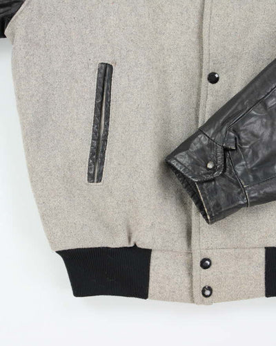 Vintage 70's Embroidered Leather Varsity Jacket - M