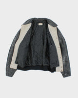 Vintage 70's Embroidered Leather Varsity Jacket - M