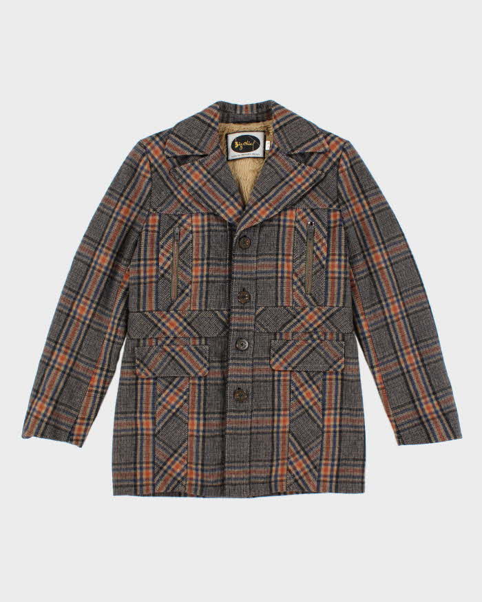 Vintage 70's Big Chief Fleeced Lined Wool Collar Jacket - S