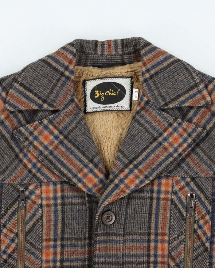 Vintage 70's Big Chief Fleeced Lined Wool Collar Jacket - S