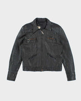 Vintage 70s Black Leather Zip-Up Jacket - L