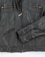 Vintage 70s Black Leather Zip-Up Jacket - L