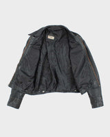 Vintage 70s Black Leather Zip-Up Jacket - L