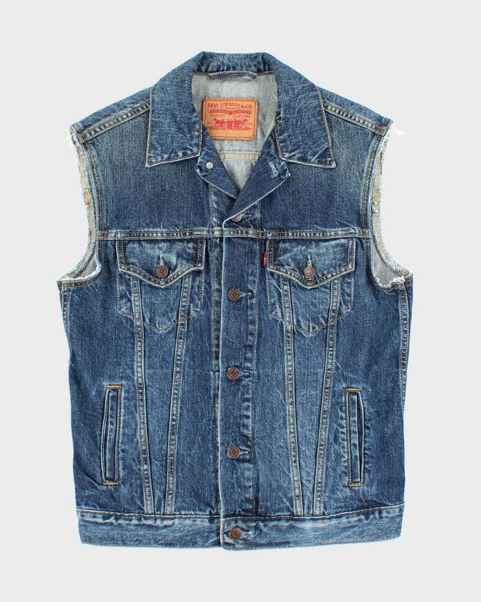 Vintage 2000's Levi's Dark Wash Denim Cut Off Gilet - L