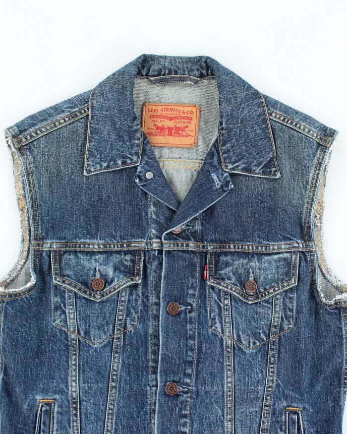 Vintage 2000's Levi's Dark Wash Denim Cut Off Gilet - L