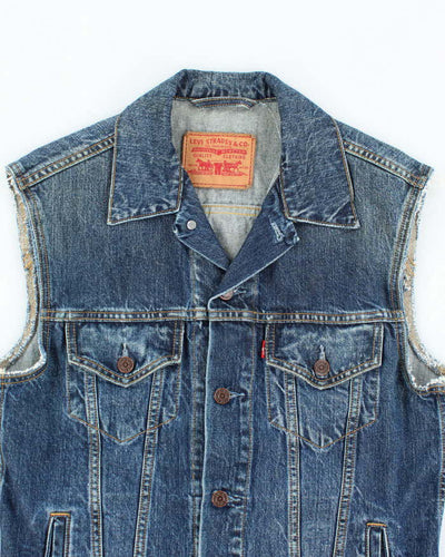 Vintage 2000's Levi's Dark Wash Denim Cut Off Gilet - L