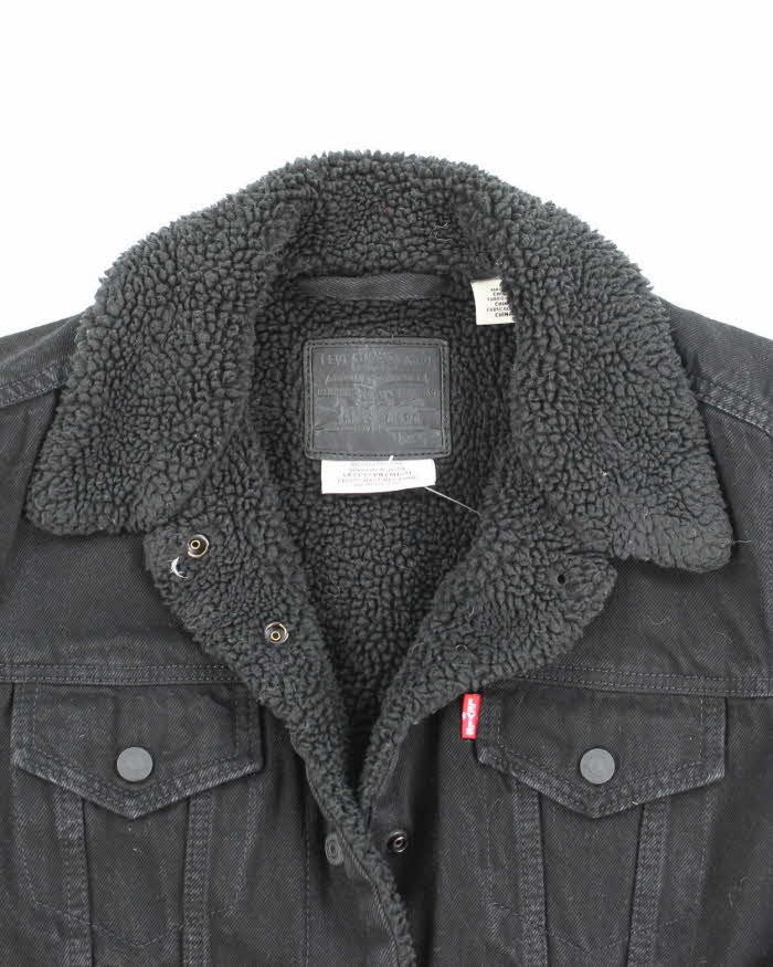 Vintage 2000's Levi's Fleeced Lined Black Wash Denim Jacket - M