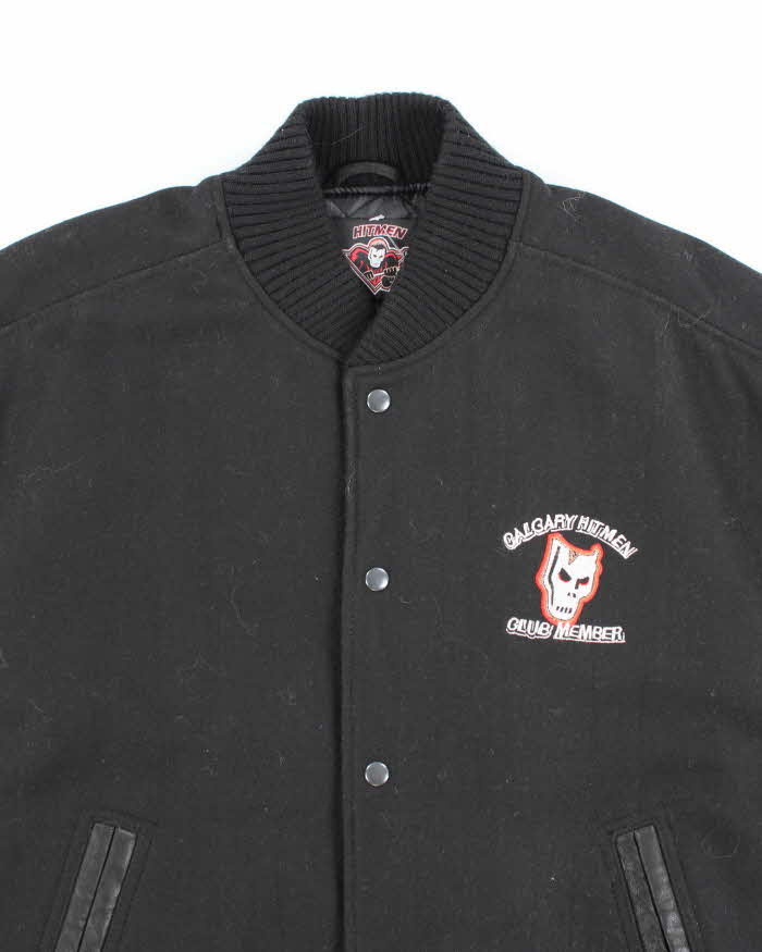 Vintage 90's Calgary Hitmen Heavyweight Leather Embroidered Varsity Jacket - XL