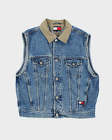 Vintage Y2K Tommy Hilfiger Sleeveless Dark Wash Denim Gilet - XL