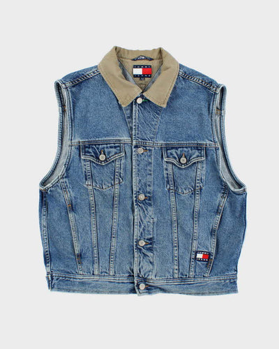 Vintage Y2K Tommy Hilfiger Sleeveless Dark Wash Denim Gilet - XL