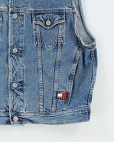 Vintage Y2K Tommy Hilfiger Sleeveless Dark Wash Denim Gilet - XL