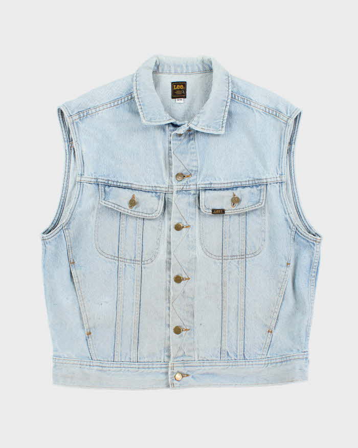 Vintage 90's Lee Sleeveless Light Wash Denim Gilet - M
