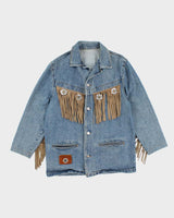 Vintage 90's Fioricci Western Fringed Heavyweight Denim Jacket - L