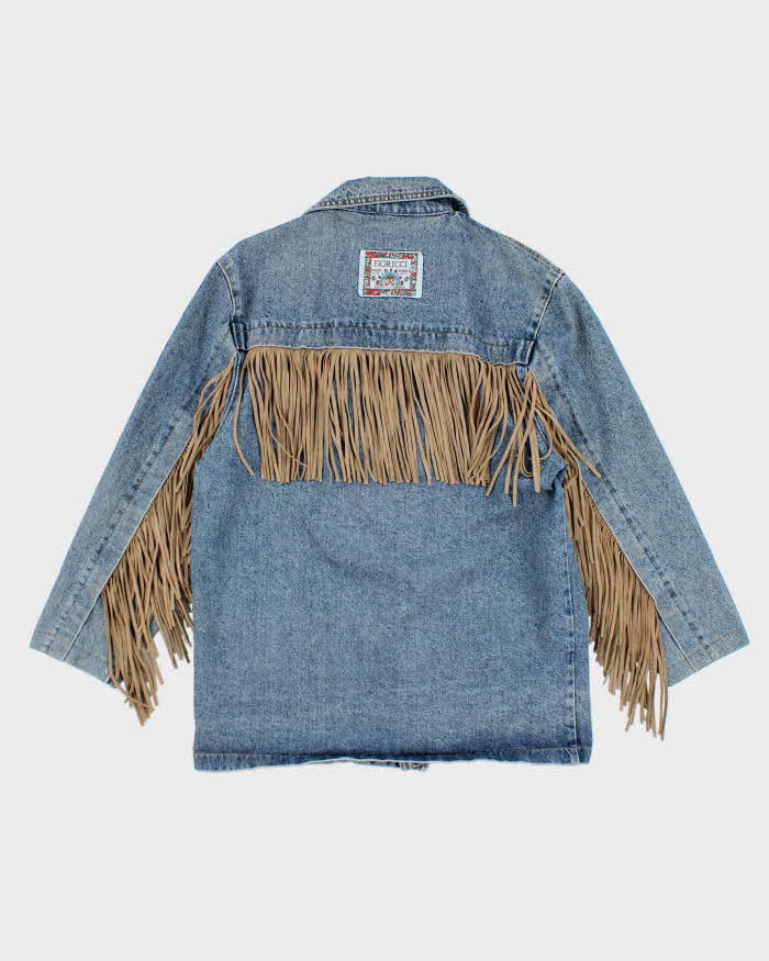 Vintage 90's Fioricci Western Fringed Heavyweight Denim Jacket - L