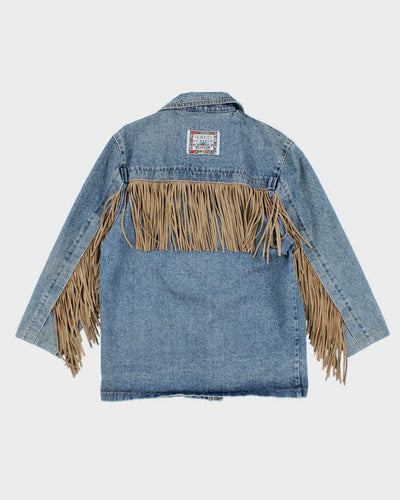 Vintage 90's Fioricci Western Fringed Heavyweight Denim Jacket - L