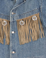 Vintage 90's Fioricci Western Fringed Heavyweight Denim Jacket - L