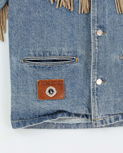 Vintage 90's Fioricci Western Fringed Heavyweight Denim Jacket - L