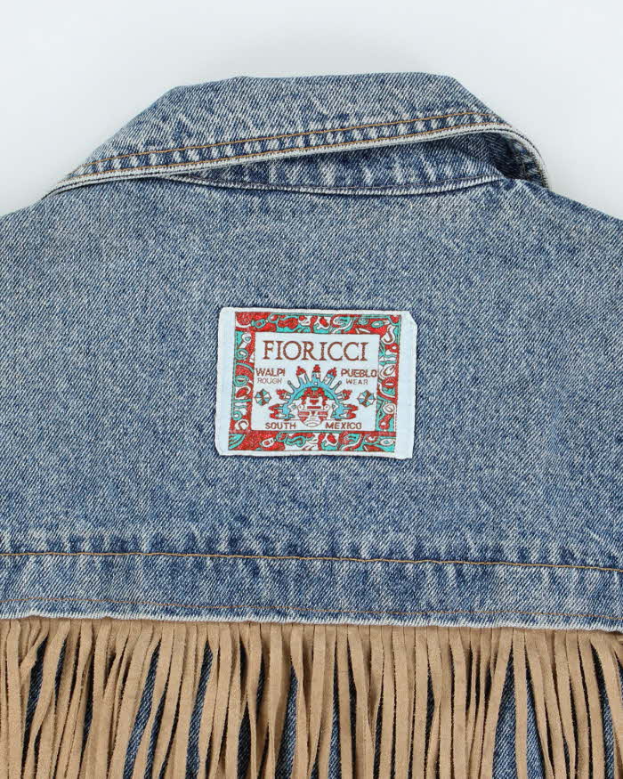 Vintage 90's Fioricci Western Fringed Heavyweight Denim Jacket - L