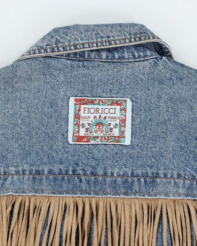Vintage 90's Fioricci Western Fringed Heavyweight Denim Jacket - L