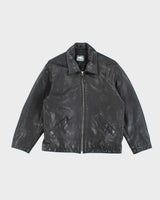 Vintage Roots Boxy Black Leather Jacket - L