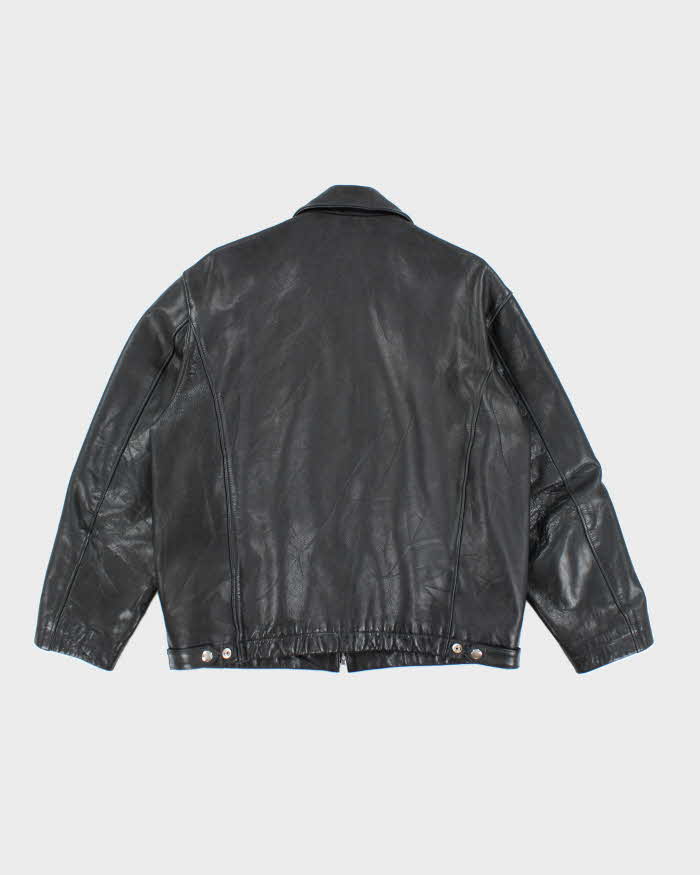 Vintage Roots Boxy Black Leather Jacket - L