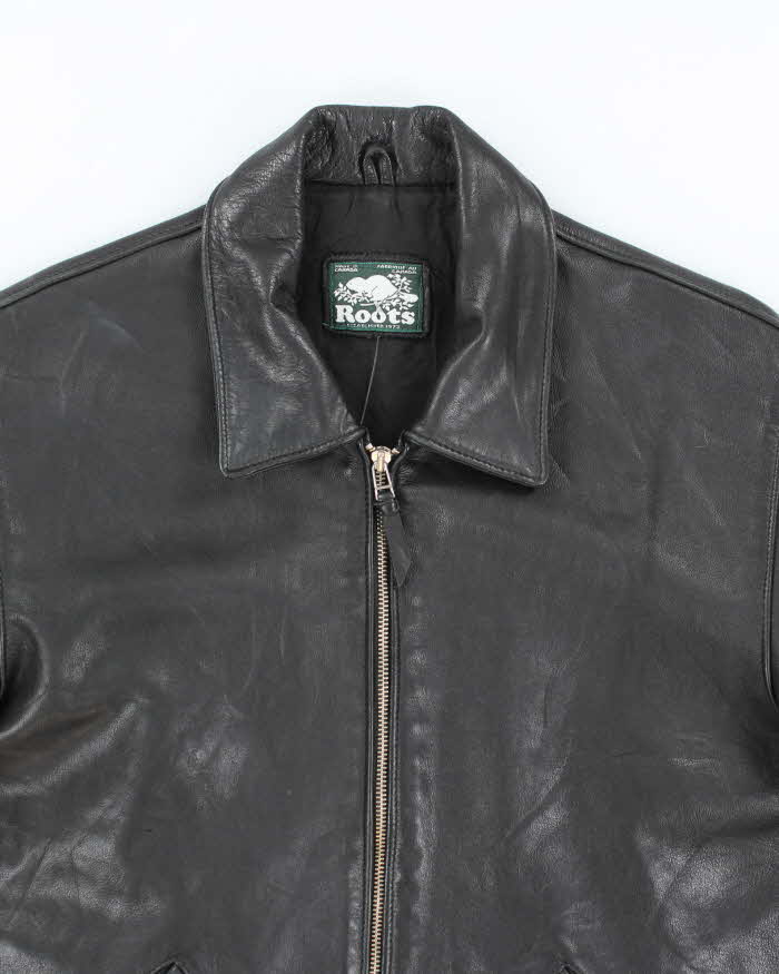 Vintage Roots Boxy Black Leather Jacket - L