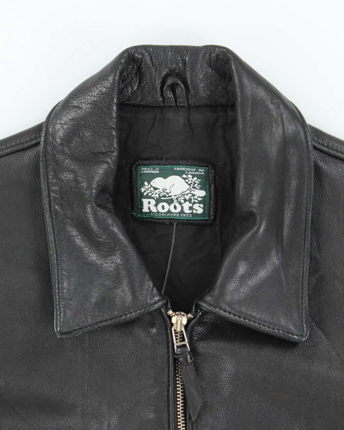 Vintage Roots Boxy Black Leather Jacket - L – Rokit