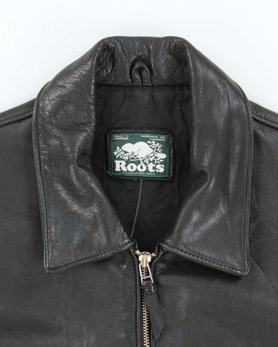 Vintage Roots Boxy Black Leather Jacket - L
