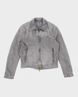 Vintage Y2K Armani Exchange Grey Denim Wash Zip Up Jacket - M