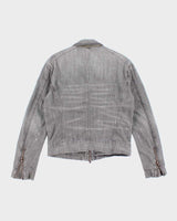 Vintage Y2K Armani Exchange Grey Denim Wash Zip Up Jacket - M