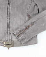 Vintage Y2K Armani Exchange Grey Denim Wash Zip Up Jacket - M
