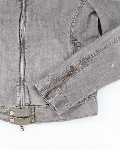 Vintage Y2K Armani Exchange Grey Denim Wash Zip Up Jacket - M