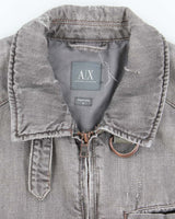 Vintage Y2K Armani Exchange Grey Denim Wash Zip Up Jacket - M