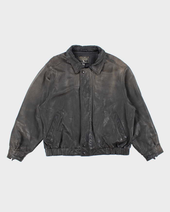 Vintage 90's Eddie Bauer Heavyweight Zip Up Leather Jacket - XXL
