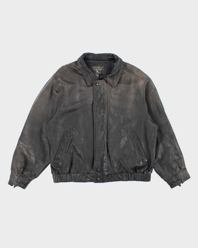 Vintage 90's Eddie Bauer Heavyweight Zip Up Leather Jacket - XXL
