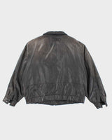 Vintage 90's Eddie Bauer Heavyweight Zip Up Leather Jacket - XXL