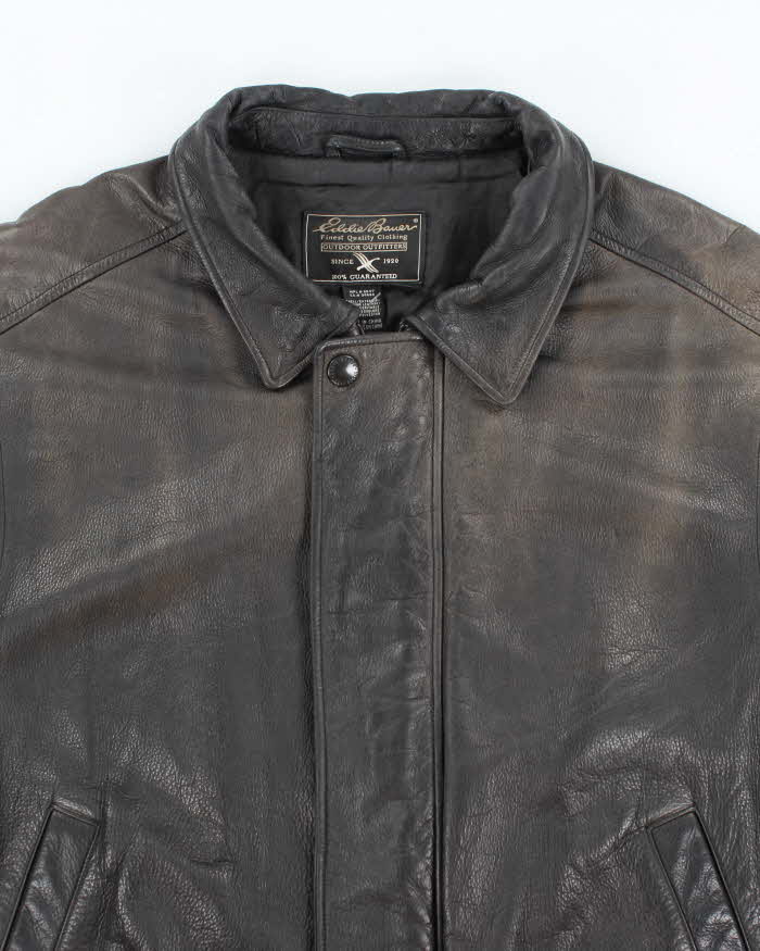 Vintage 90's Eddie Bauer Heavyweight Zip Up Leather Jacket - XXL