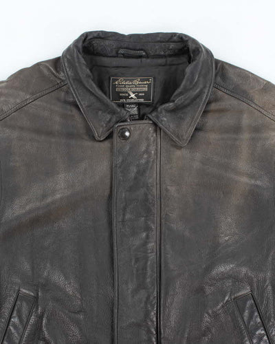 Vintage 90's Eddie Bauer Heavyweight Zip Up Leather Jacket - XXL