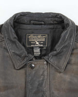 Vintage 90's Eddie Bauer Heavyweight Zip Up Leather Jacket - XXL