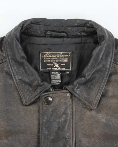 Vintage 90's Eddie Bauer Heavyweight Zip Up Leather Jacket - XXL