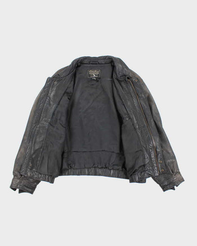 Vintage 90's Eddie Bauer Heavyweight Zip Up Leather Jacket - XXL