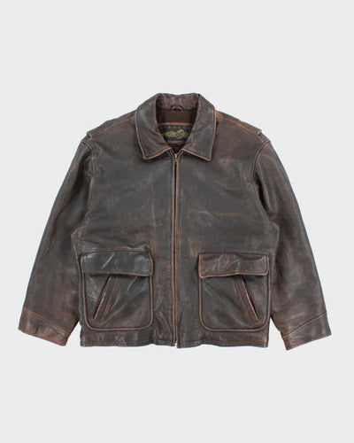 Vintage 90's Structure Heavyweight Brown Leather Jacket - L
