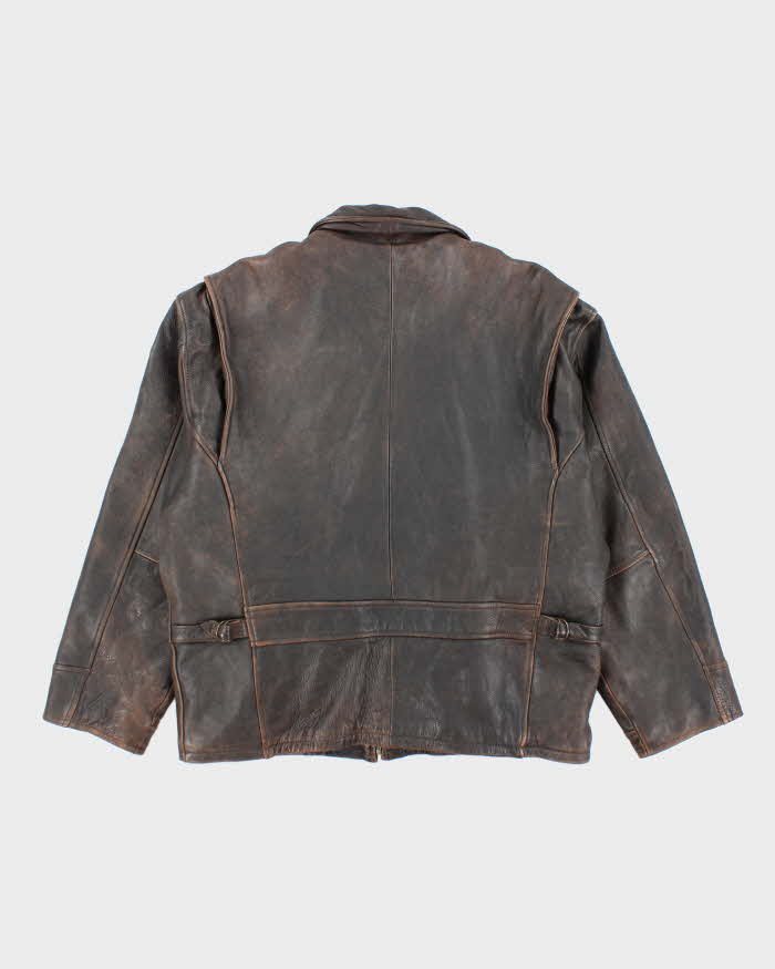 Vintage 90's Structure Heavyweight Brown Leather Jacket - L